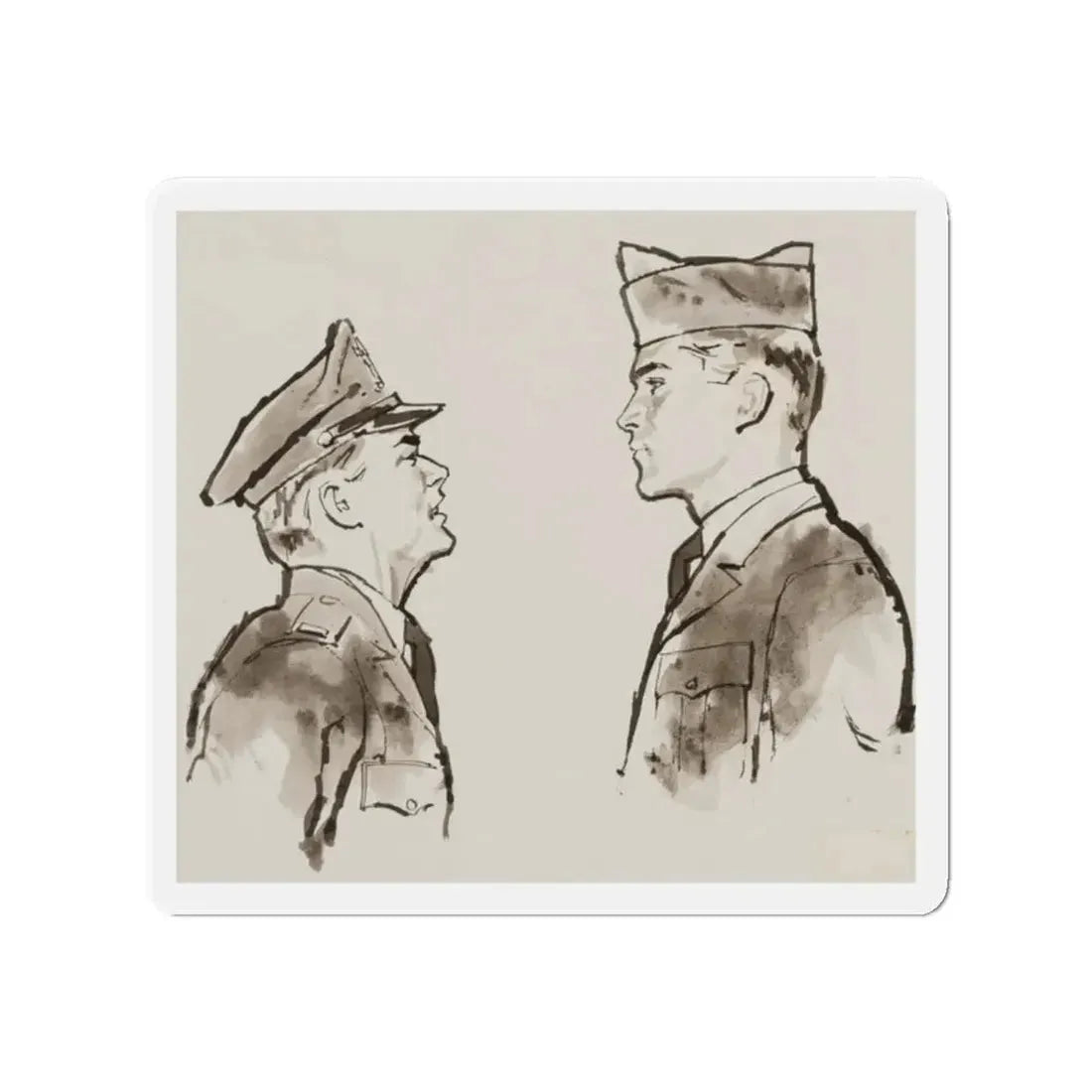 Military Men Magazine Illustration (Magazine Illustration) Refrigerator Magnet - The Sticker Space