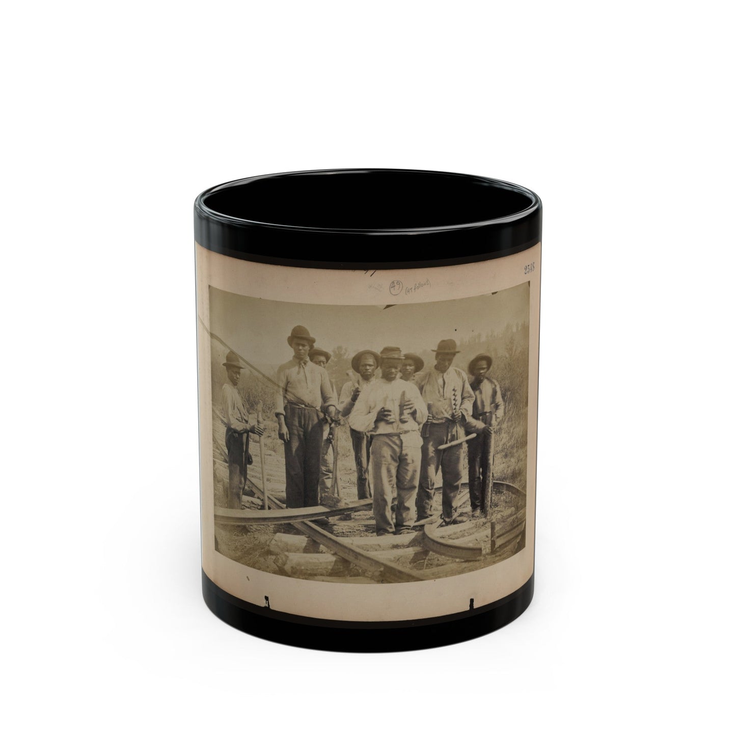 Military Railroad Operations In Northern Virginia Men Standing On Railroad Track (U.S. Civil War) Black Coffee Mug-11oz-The Sticker Space