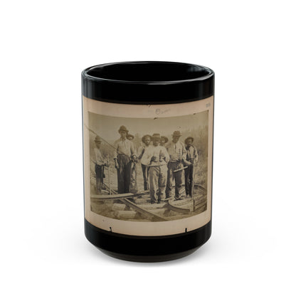 Military Railroad Operations In Northern Virginia Men Standing On Railroad Track (U.S. Civil War) Black Coffee Mug-15oz-The Sticker Space