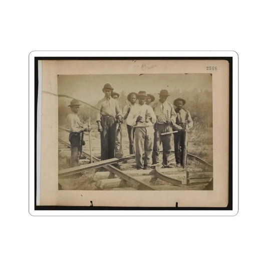 Military Railroad Operations in Northern Virginia  Men Standing on Railroad Track (U.S. Civil War) STICKER Vinyl Kiss-Cut Decal 2 Inch White - The Sticker Space