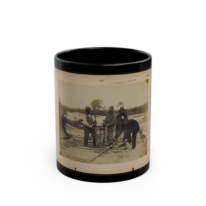 Military Railroad Operations In Northern Virginia Men Using Levers For Loosening Rails 001 (U.S. Civil War) Black Coffee Mug-11oz-The Sticker Space