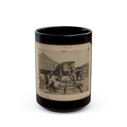 Military Railroad Operations In Northern Virginia Men Using Levers For Loosening Rails (U.S. Civil War) Black Coffee Mug-15oz-The Sticker Space