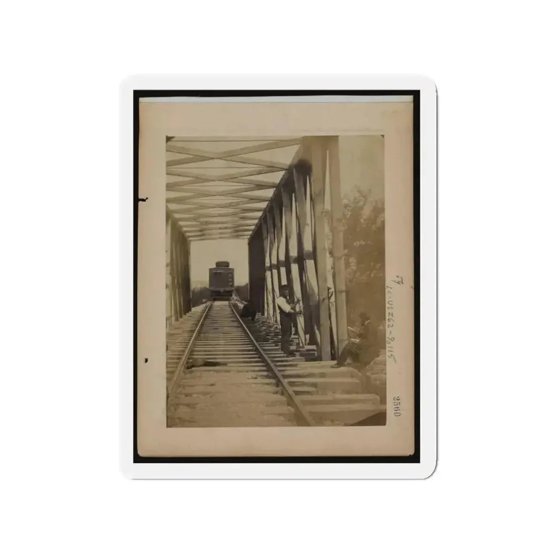 Military Railroad Operations In Northern Virginia  Men Working On Bridge (U.S. Civil War) Refrigerator Magnet 3 Inch Die-Cut - The Sticker Space