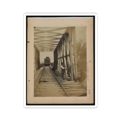 Military Railroad Operations in Northern Virginia  Men Working on Bridge (U.S. Civil War) STICKER Vinyl Kiss-Cut Decal 2 Inch White - The Sticker Space