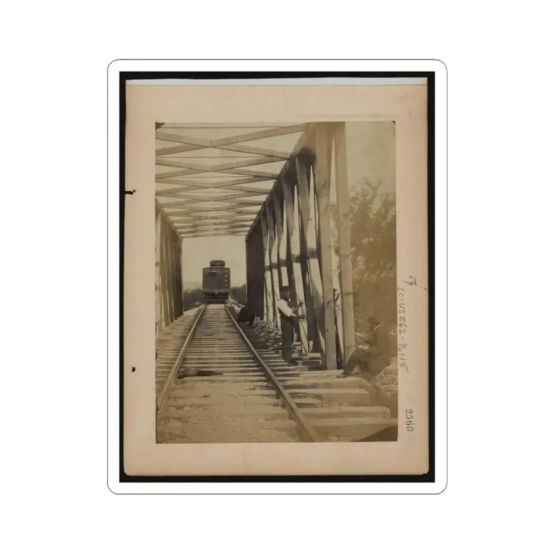 Military Railroad Operations in Northern Virginia  Men Working on Bridge (U.S. Civil War) STICKER Vinyl Kiss-Cut Decal 6 Inch White - The Sticker Space