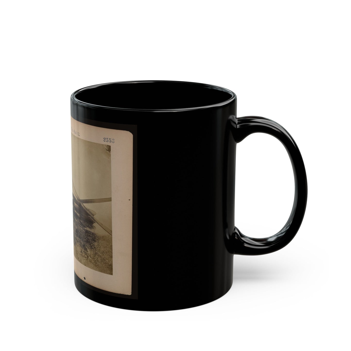 Military Railroad Operations In Northern Virginia Two Piles Of Rails And Wooden Ties (U.S. Civil War) Black Coffee Mug-The Sticker Space