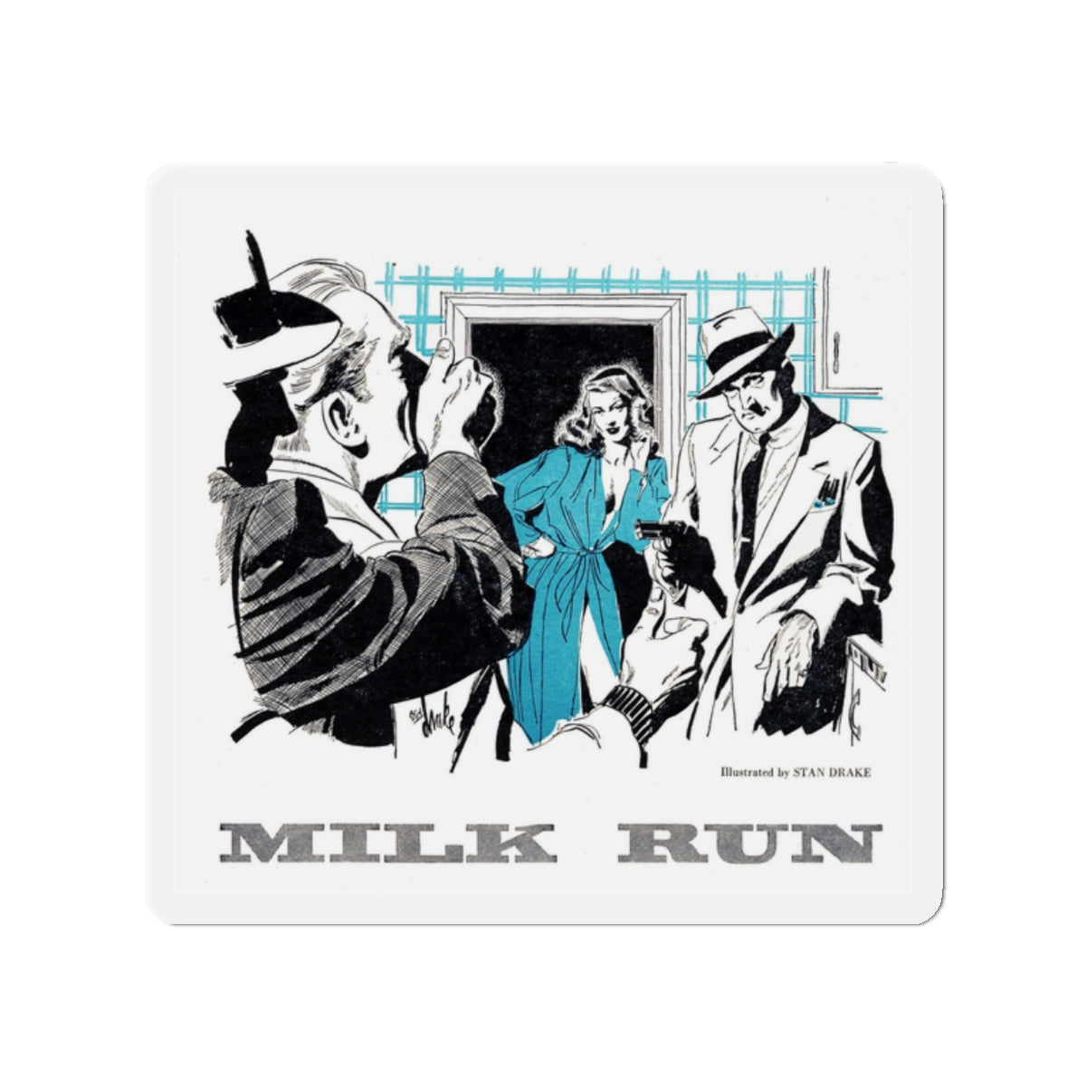 Milk Run (1), Bluebook, May 1953 (Magazine Illustration) Refrigerator Magnet-2" x 2"-The Sticker Space