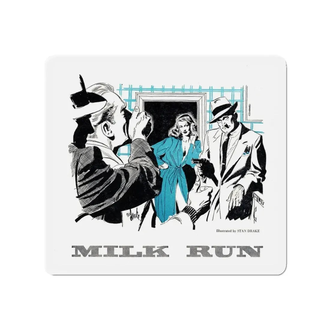 Milk Run (1), Bluebook, May 1953 (Magazine Illustration) Refrigerator Magnet 3 Inch - The Sticker Space