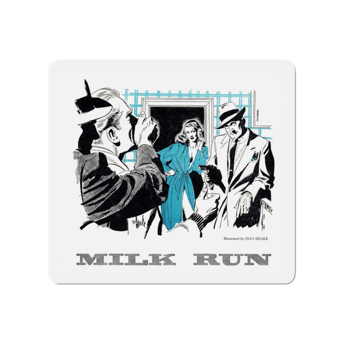 Milk Run (1), Bluebook, May 1953 (Magazine Illustration) Refrigerator Magnet-4" x 4"-The Sticker Space