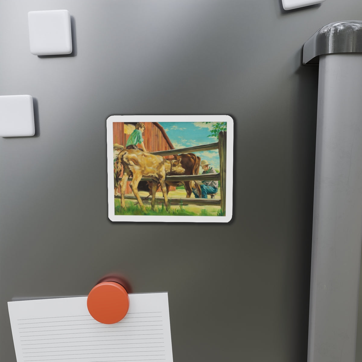 Milking the Cow (Magazine Illustration) Refrigerator Magnet-The Sticker Space