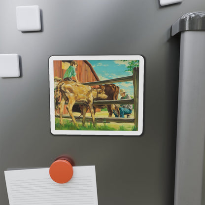 Milking the Cow (Magazine Illustration) Refrigerator Magnet-The Sticker Space