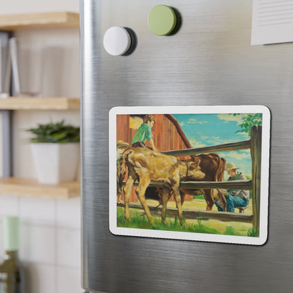 Milking the Cow (Magazine Illustration) Refrigerator Magnet-The Sticker Space