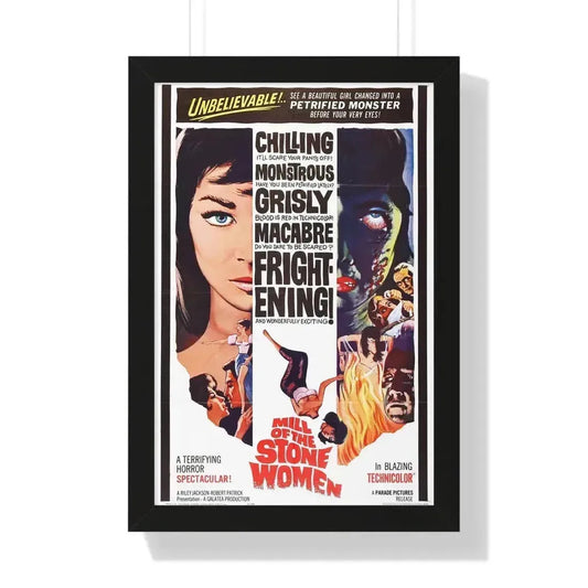 MILL OF THE STONE WOMEN 1960 - Framed Movie Poster 16″ x 24″ Black - The Sticker Space