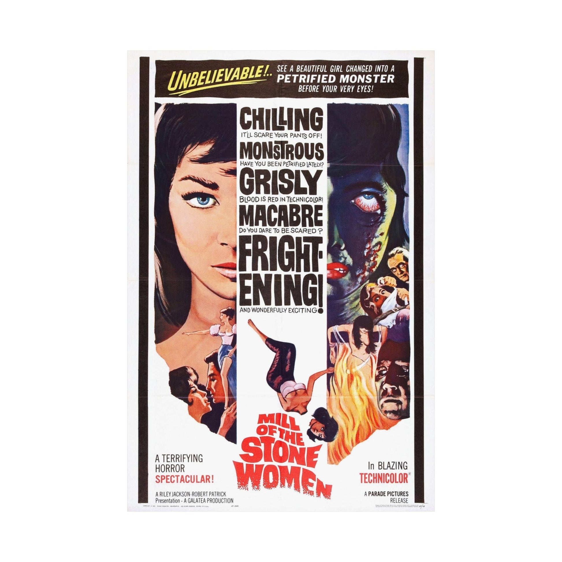 MILL OF THE STONE WOMEN 1960 - Paper Movie Poster-The Sticker Space