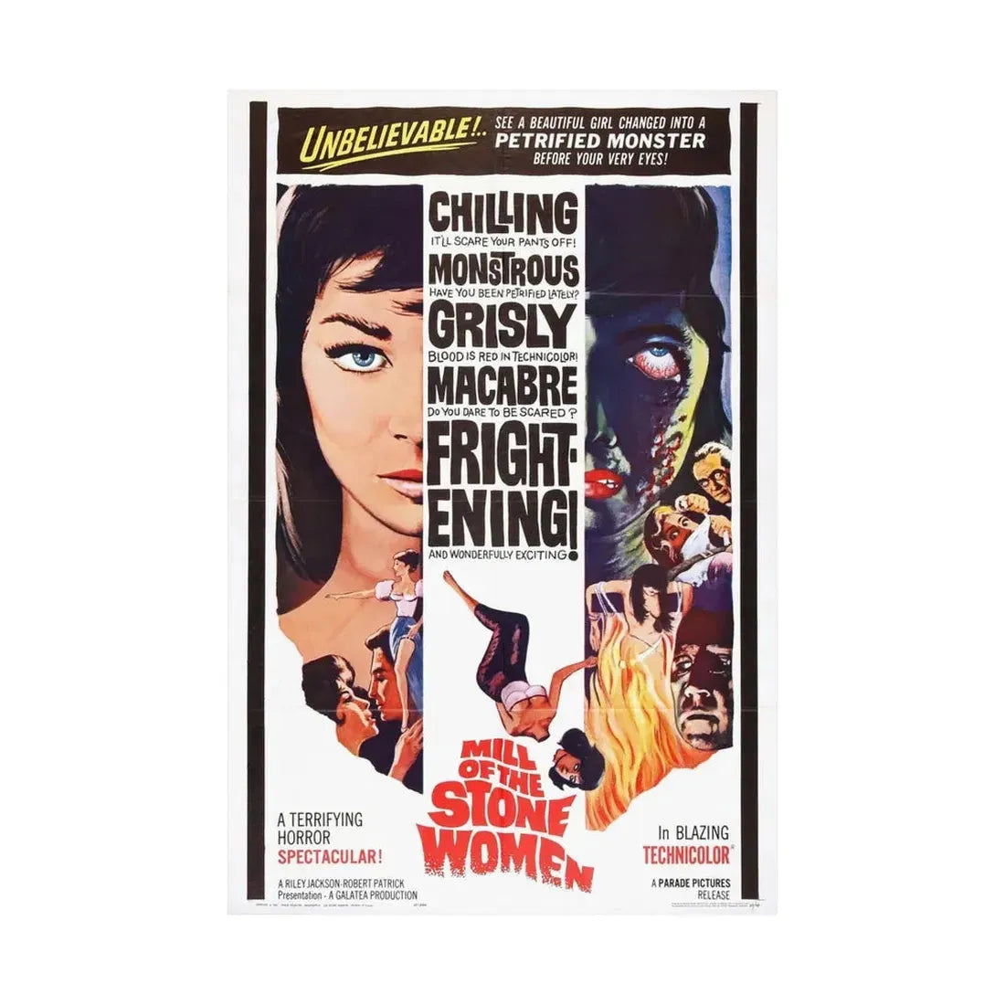 MILL OF THE STONE WOMEN 1960 - Paper Movie Poster - The Sticker Space
