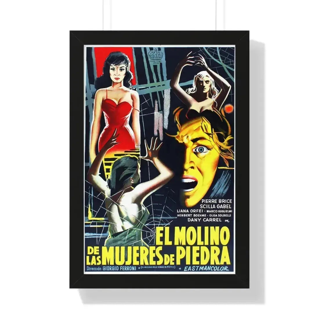 MILL OF THE STONE WOMEN (2) 1960 - Framed Movie Poster 16″ x 24″ Black - The Sticker Space