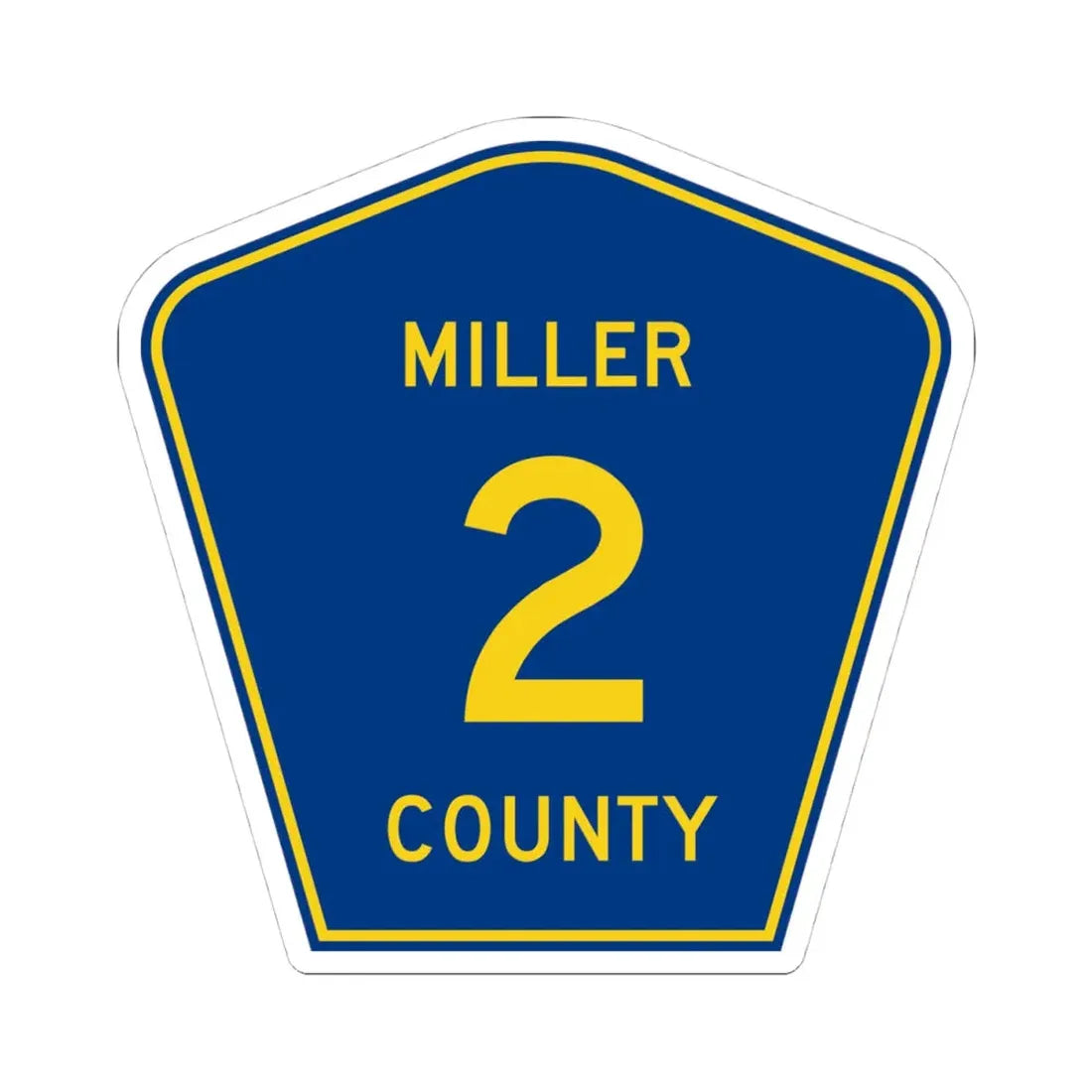 Miller County Route 2 AR (Arkansas) (Road Sign) STICKER Vinyl Kiss-Cut Decal 4 Inch White - The Sticker Space