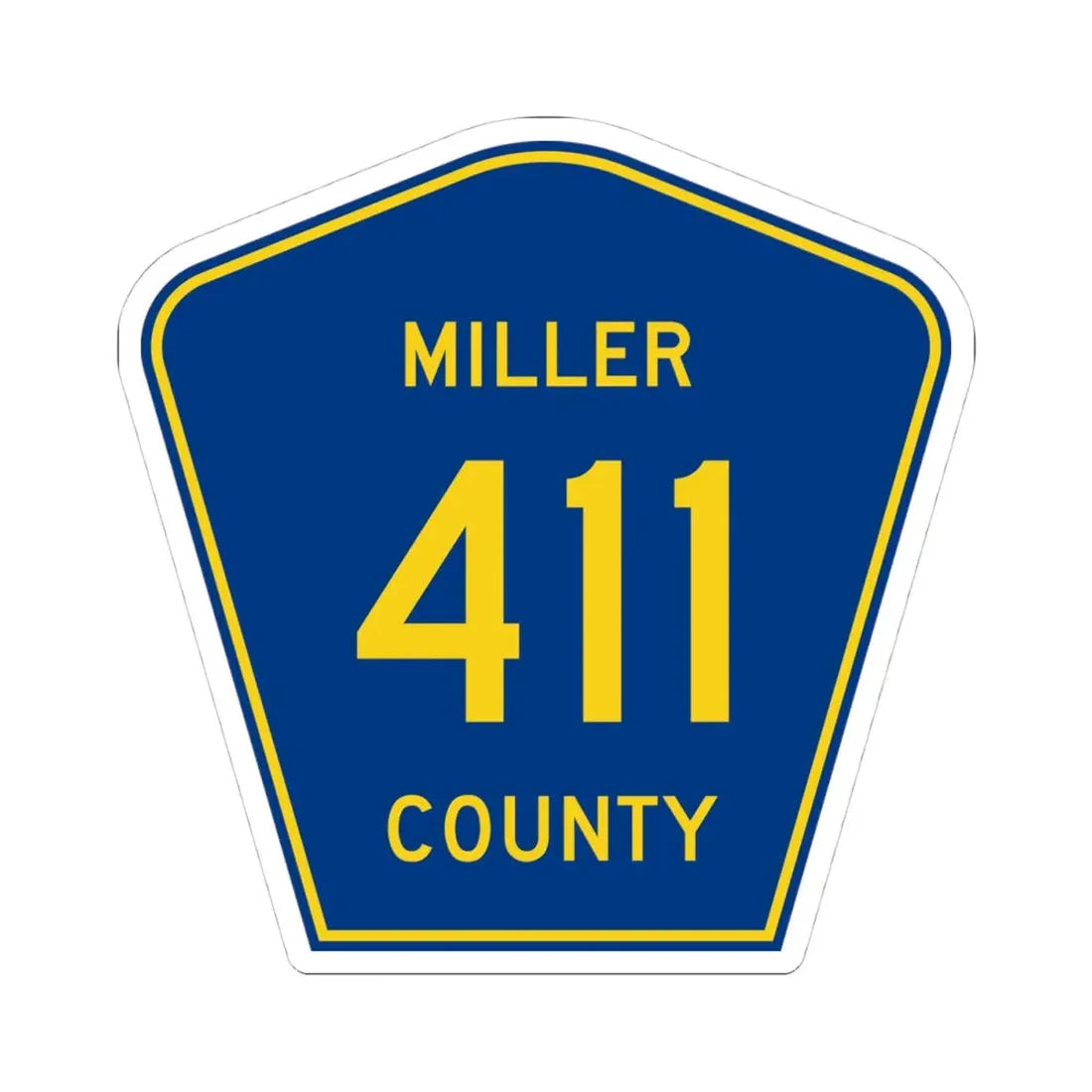 Miller County Route 411 AR (Arkansas) (Road Sign) STICKER Vinyl Kiss-Cut Decal 4 Inch White - The Sticker Space