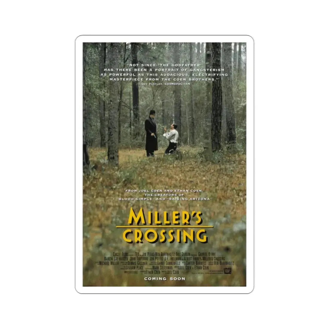 Millers Crossing 1990 Movie Poster STICKER Vinyl Die-Cut Decal 2 Inch - The Sticker Space