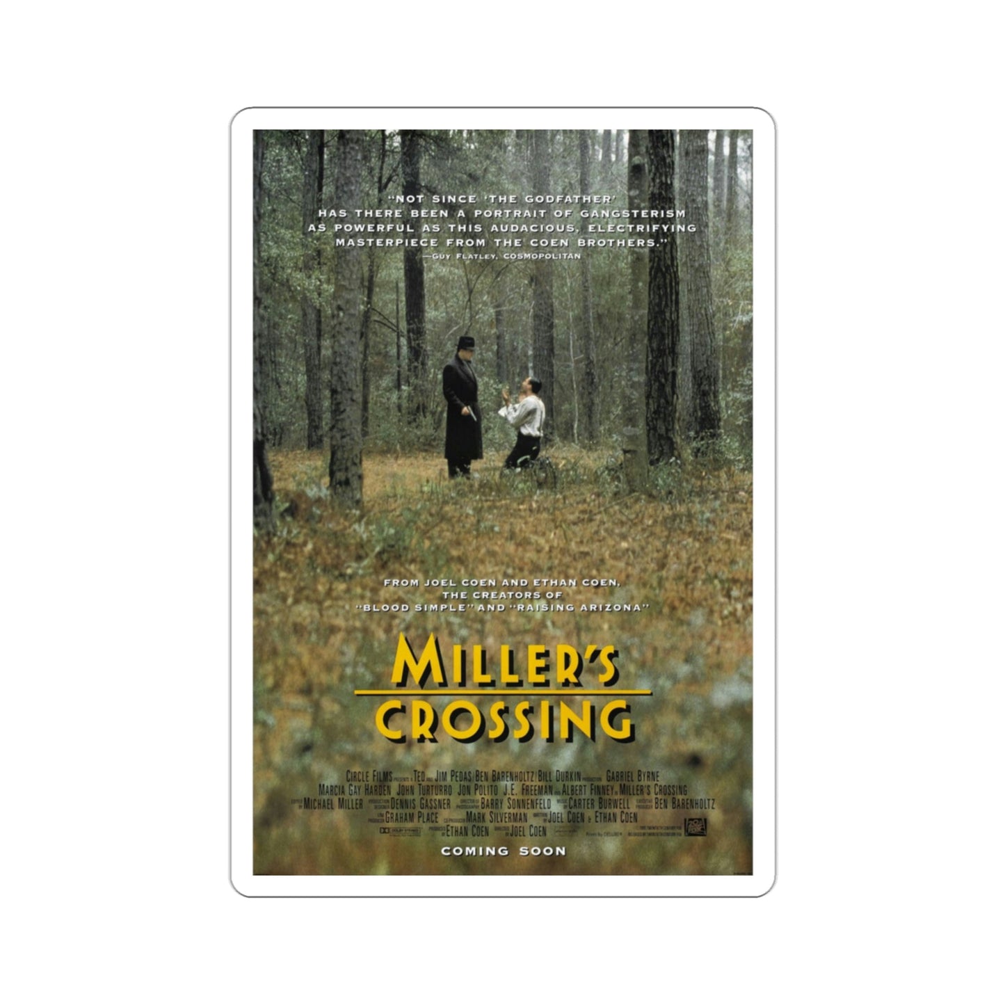 Millers Crossing 1990 Movie Poster STICKER Vinyl Die-Cut Decal-3 Inch-The Sticker Space