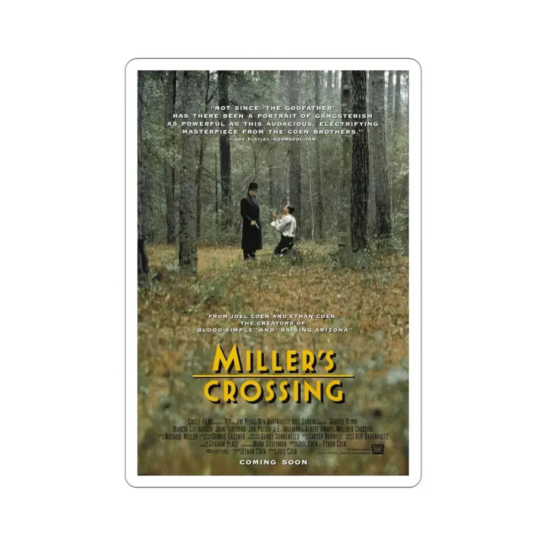 Millers Crossing 1990 Movie Poster STICKER Vinyl Die-Cut Decal 4 Inch - The Sticker Space