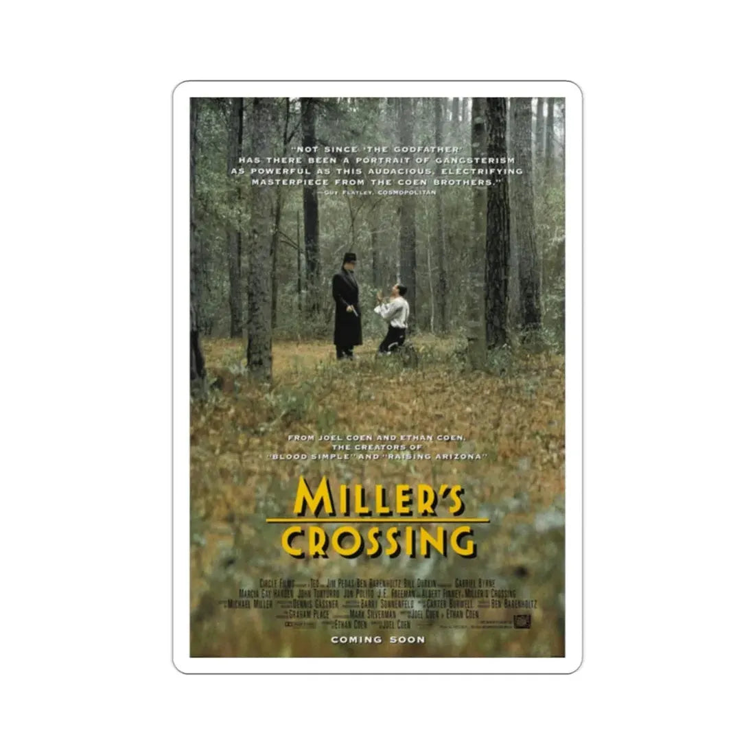 Millers Crossing 1990 Movie Poster STICKER Vinyl Die-Cut Decal - The Sticker Space
