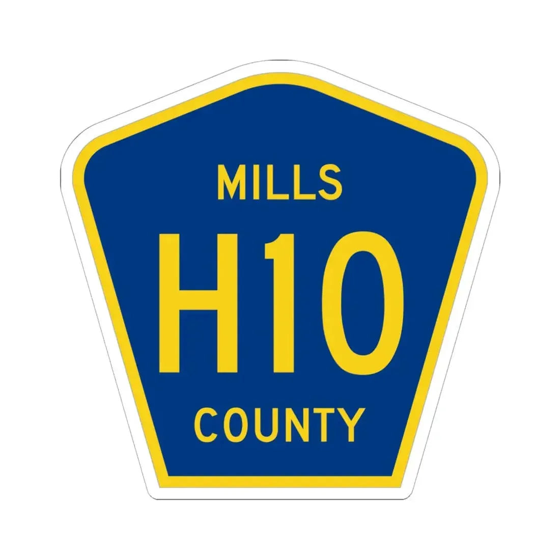 Mills County H10 (Iowa) (Road Sign) STICKER Vinyl Kiss-Cut Decal 6 Inch White - The Sticker Space