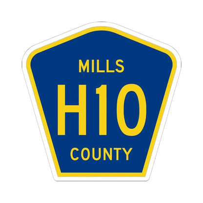 Mills County H10 (Iowa) (Road Sign) STICKER Vinyl Kiss-Cut Decal 6 Inch White - The Sticker Space