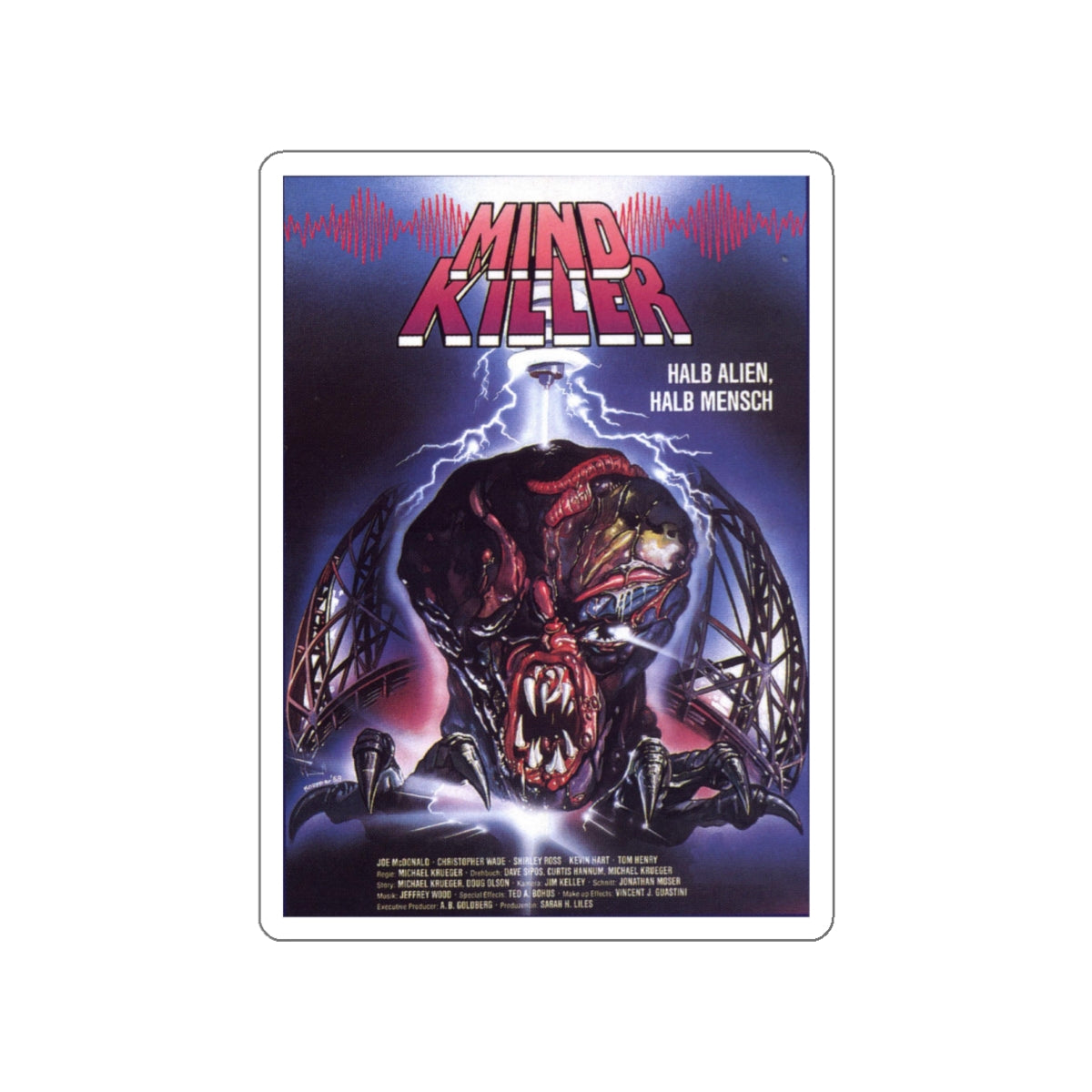 MIND KILLER 1987 Movie Poster STICKER Vinyl Die-Cut Decal-4 Inch-The Sticker Space