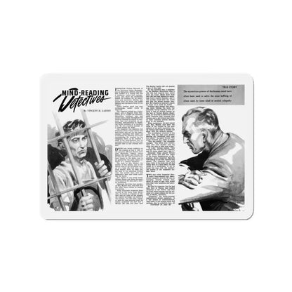 Mind-Reading Detectives, Man To Man, December 1949 (Magazine Illustration) Refrigerator Magnet 3 Inch - The Sticker Space