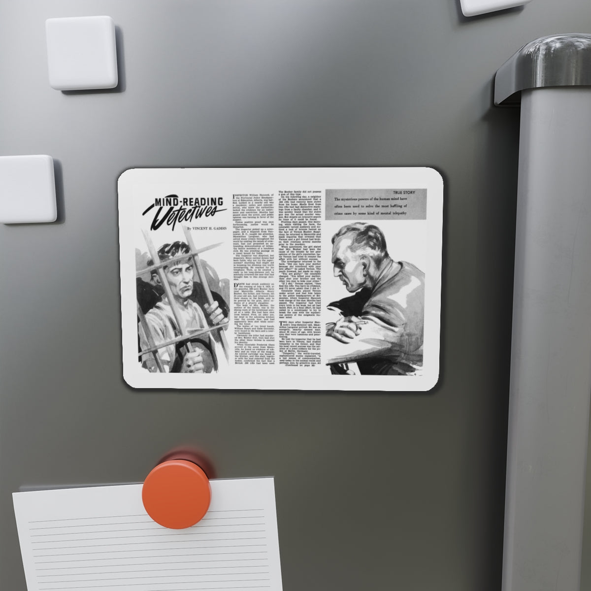 Mind-Reading Detectives, Man To Man, December 1949 (Magazine Illustration) Refrigerator Magnet-The Sticker Space