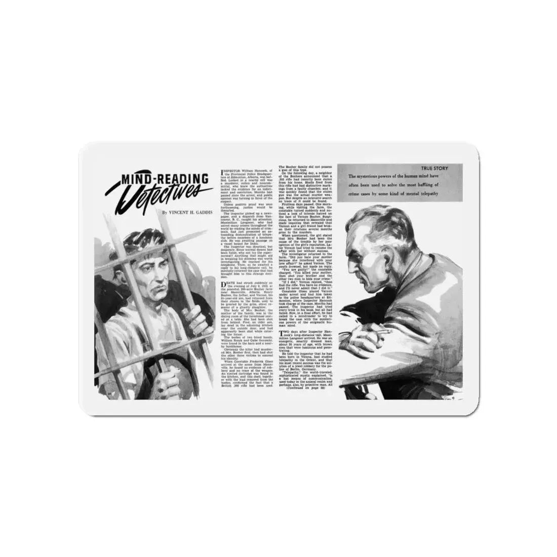 Mind-Reading Detectives, Man To Man, December 1949 (Magazine Illustration) Refrigerator Magnet - The Sticker Space