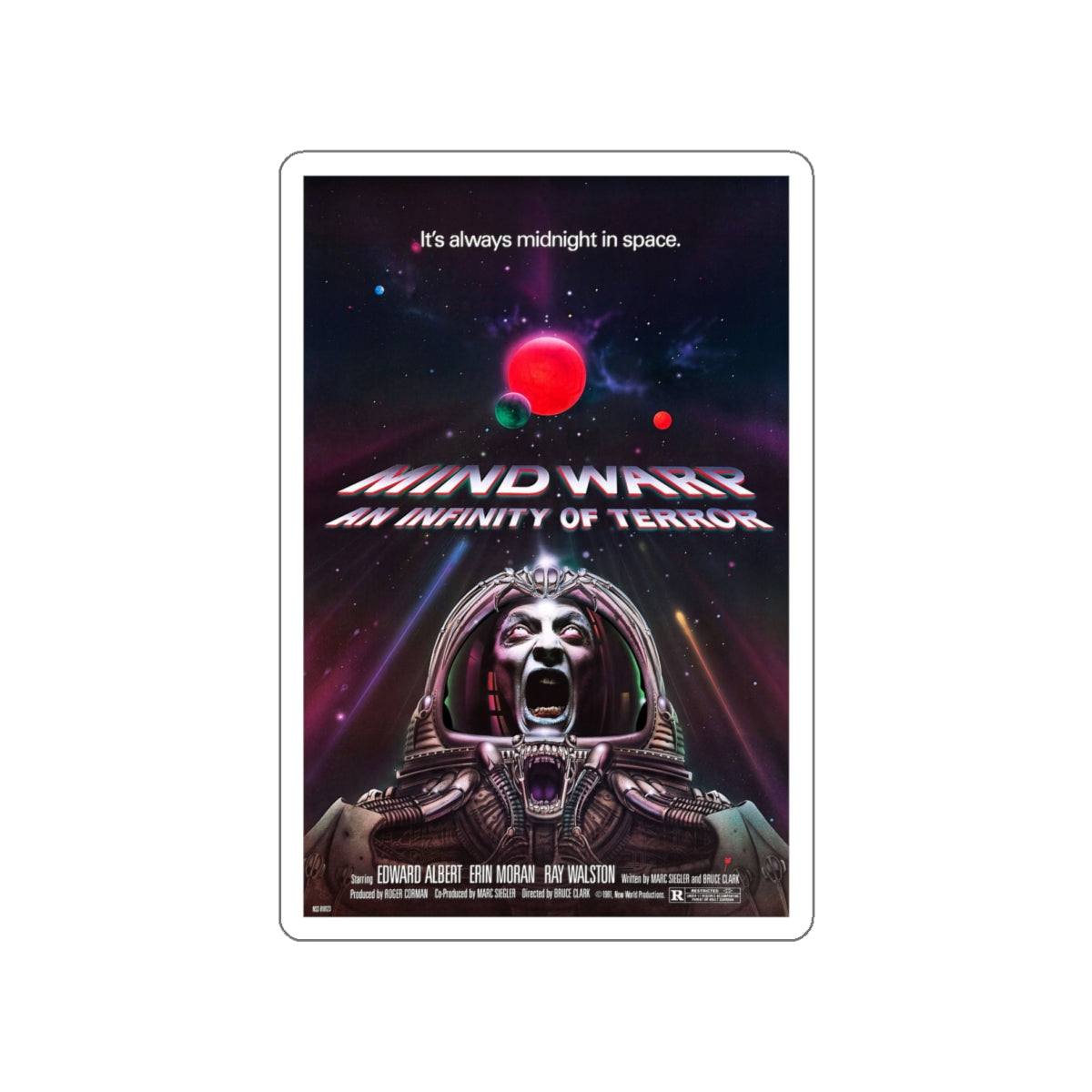 MIND WARP (GALAXY OF TERROR) 1981 Movie Poster STICKER Vinyl Die-Cut Decal-4 Inch-The Sticker Space