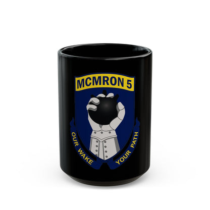 Mine Countermeasures Squadron Five (U.S. Navy) Black Coffee Mug-15oz-The Sticker Space