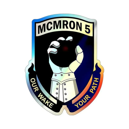 Mine Countermeasures Squadron Five (U.S. Navy) Holographic STICKER Die-Cut Vinyl Decal 4 Inch Holographic - The Sticker Space