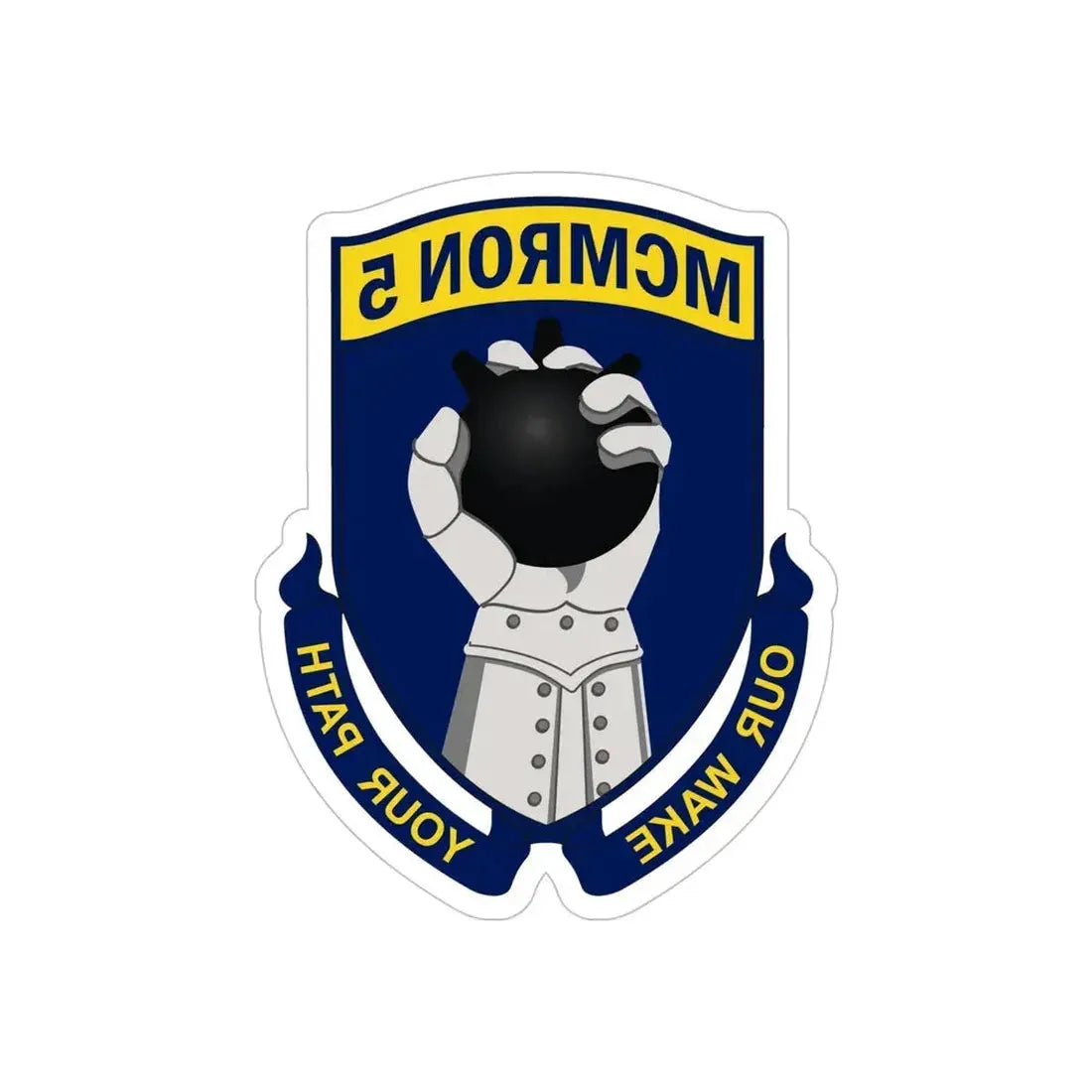 Mine Countermeasures Squadron Five (U.S. Navy) REVERSE PRINT Transparent Die-Cut STICKER 6 Inch Die-Cut Transparent - The Sticker Space