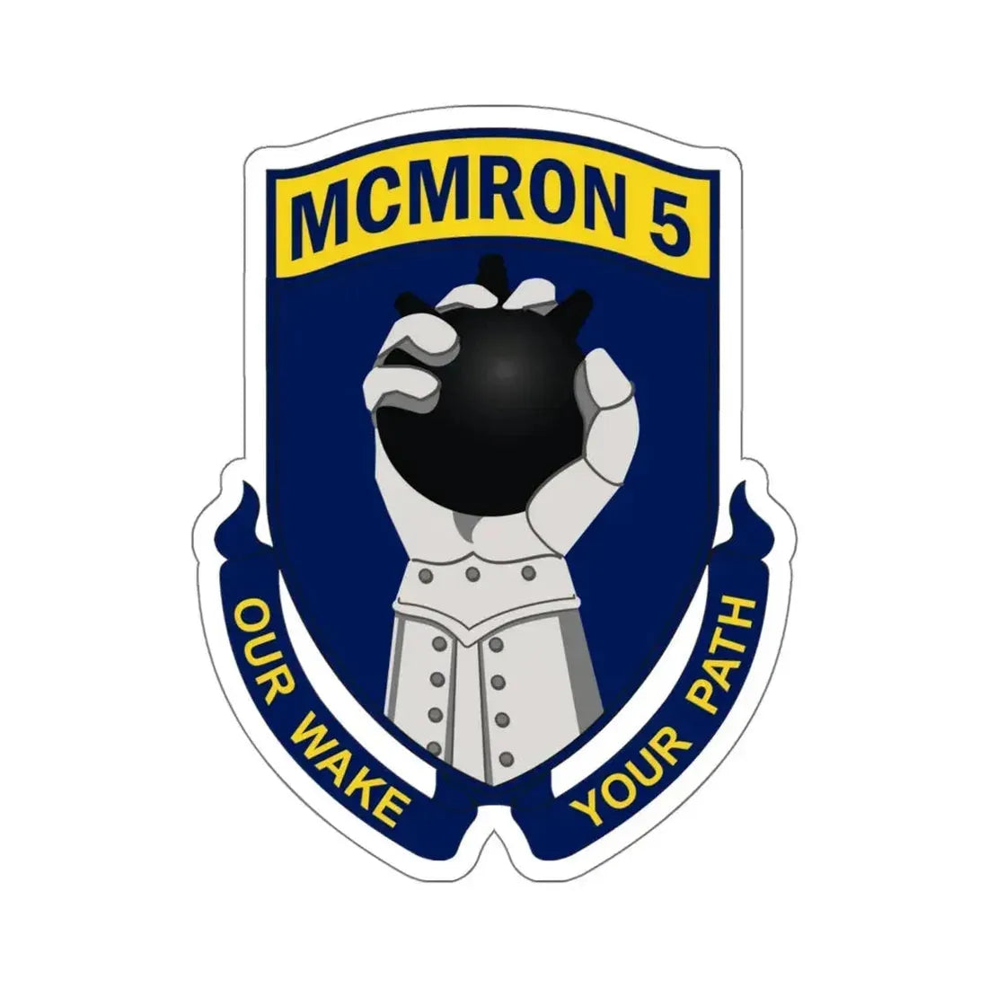 Mine Countermeasures Squadron Five (U.S. Navy) STICKER Vinyl Kiss-Cut Decal 6 Inch White - The Sticker Space