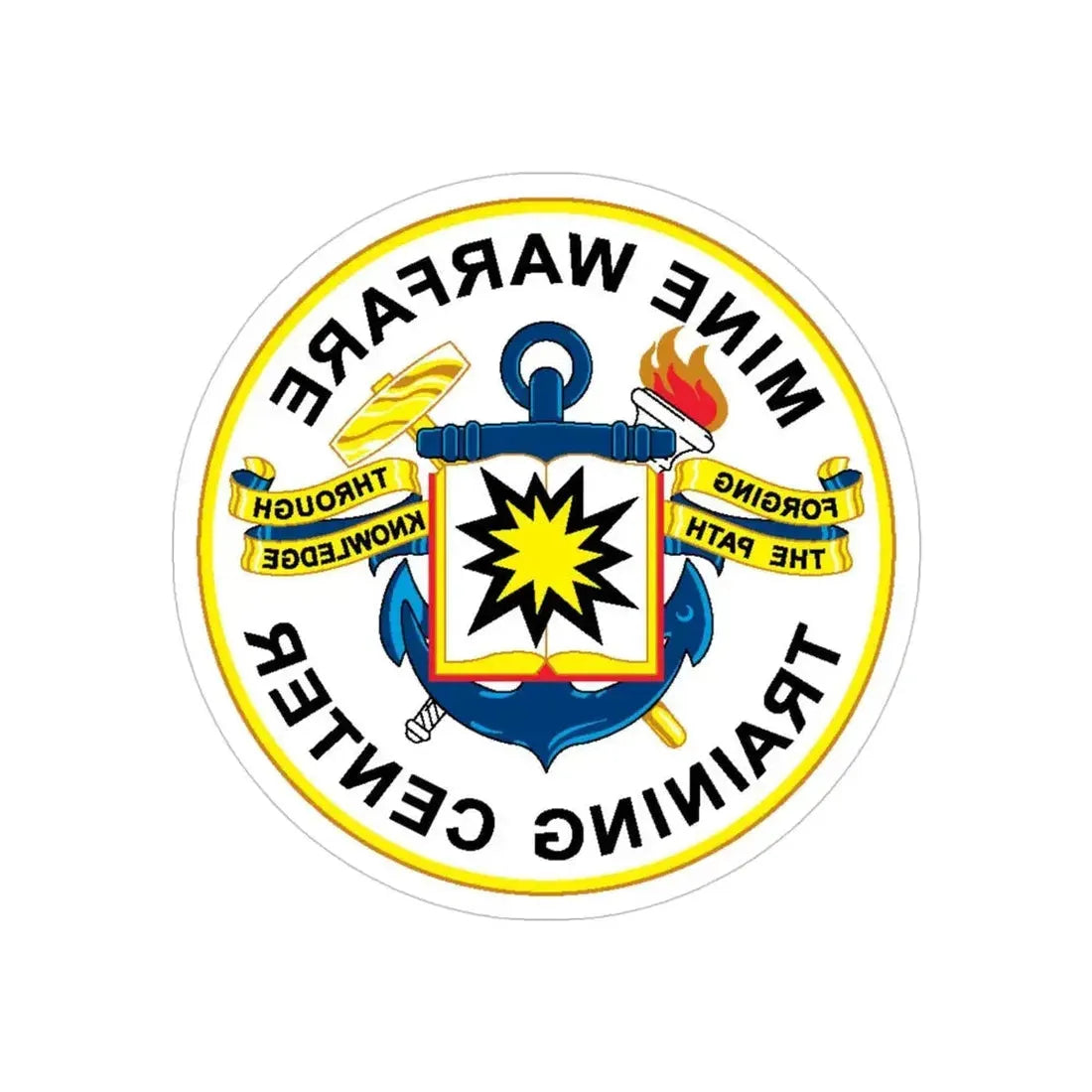 Mine Warfare Training Center (U.S. Navy) REVERSE PRINT Transparent Die-Cut STICKER 4 Inch Die-Cut Transparent - The Sticker Space