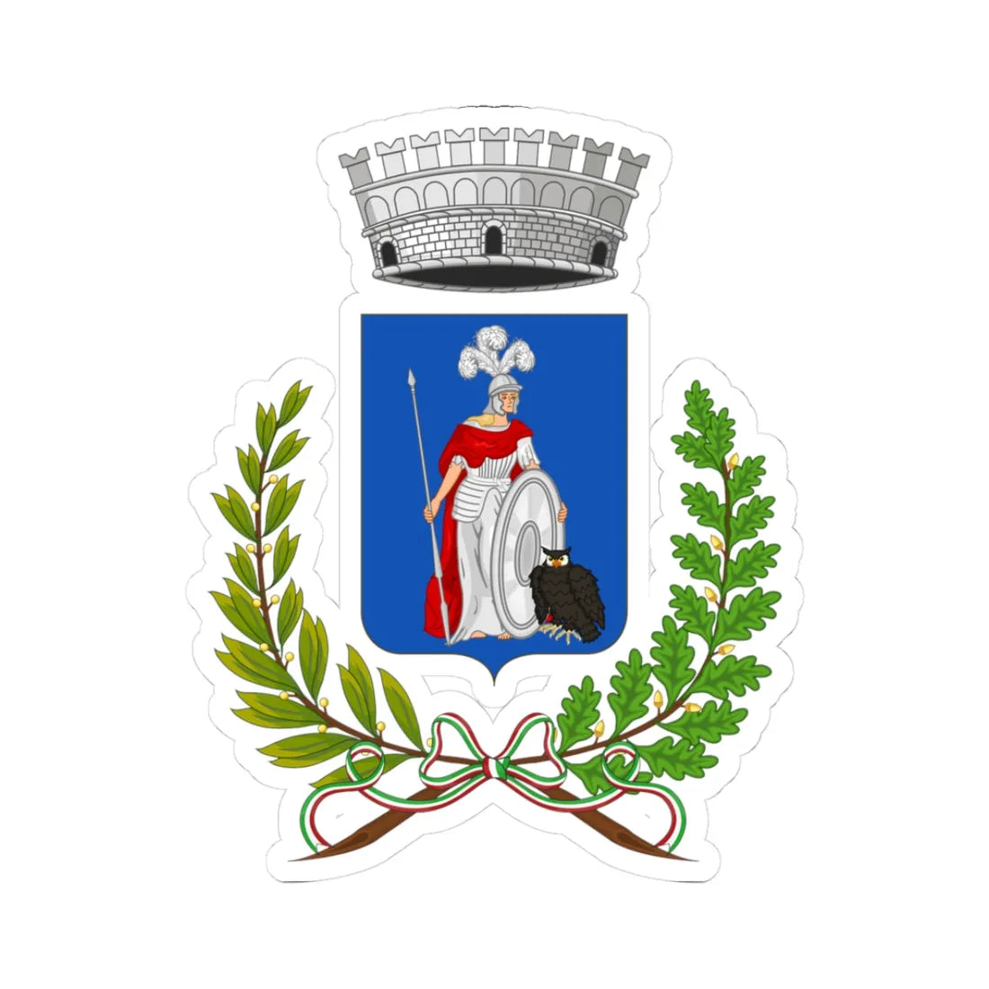 Minervino Murge-Stemma (Italy) (Coat of Arms) STICKER Vinyl Kiss-Cut Decal 3 Inch White - The Sticker Space
