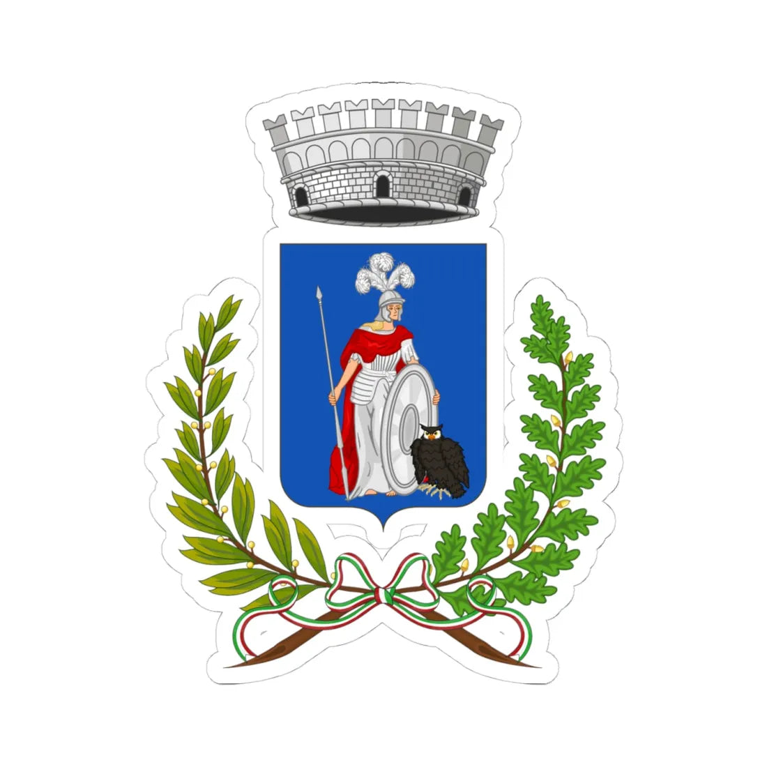 Minervino Murge-Stemma (Italy) (Coat of Arms) STICKER Vinyl Kiss-Cut Decal 4 Inch White - The Sticker Space