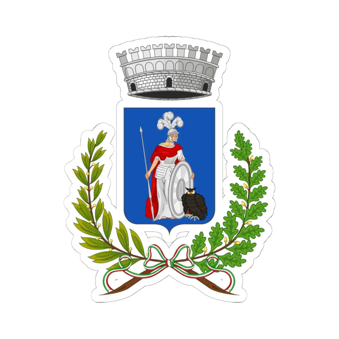 Minervino Murge-Stemma (Italy) (Coat of Arms) STICKER Vinyl Kiss-Cut Decal 6 Inch White - The Sticker Space