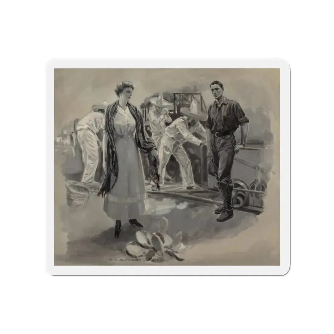 Mining Beauty, probable interior illustration, 1911 (Magazine Illustration) Refrigerator Magnet 2 Inch - The Sticker Space