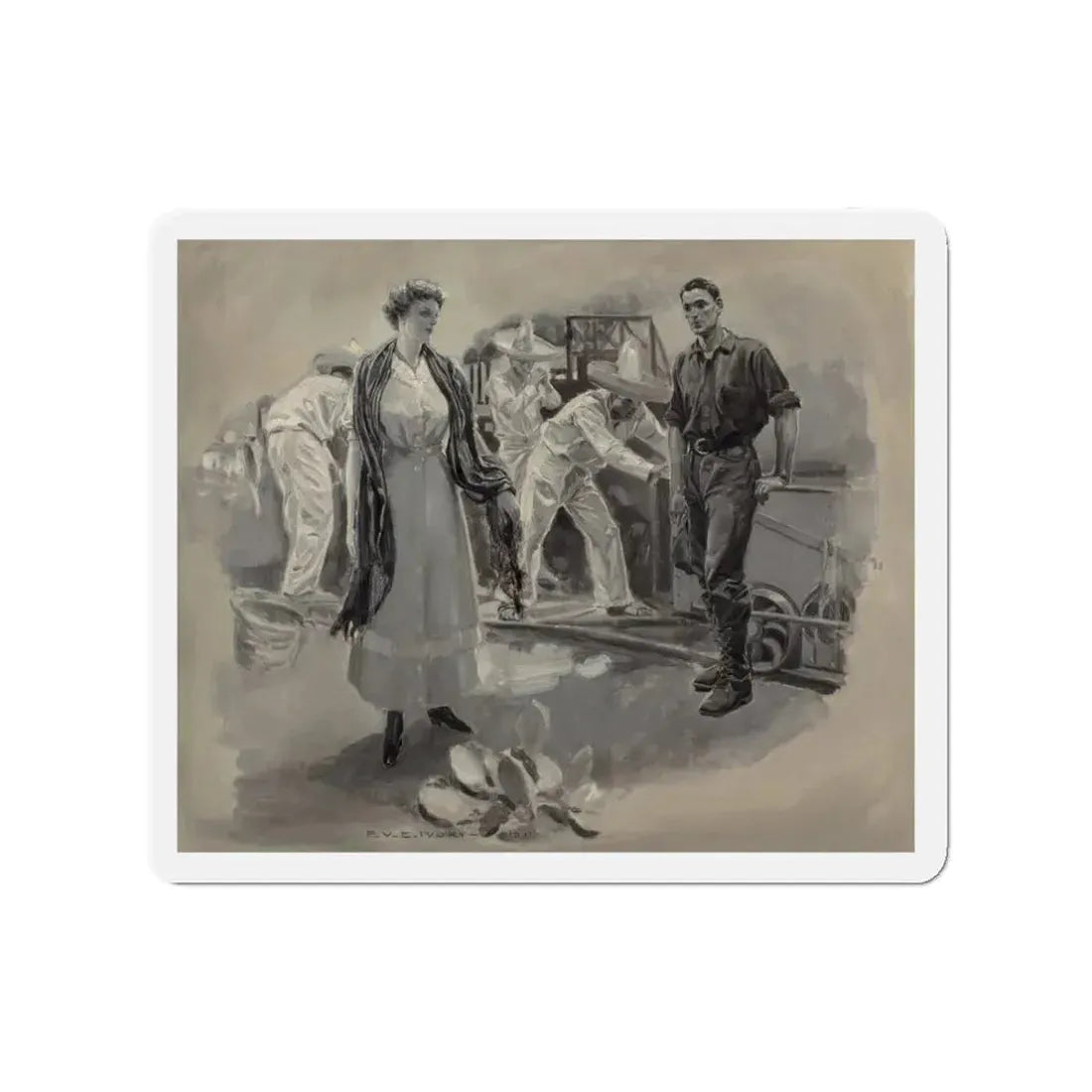 Mining Beauty, probable interior illustration, 1911 (Magazine Illustration) Refrigerator Magnet 3 Inch - The Sticker Space
