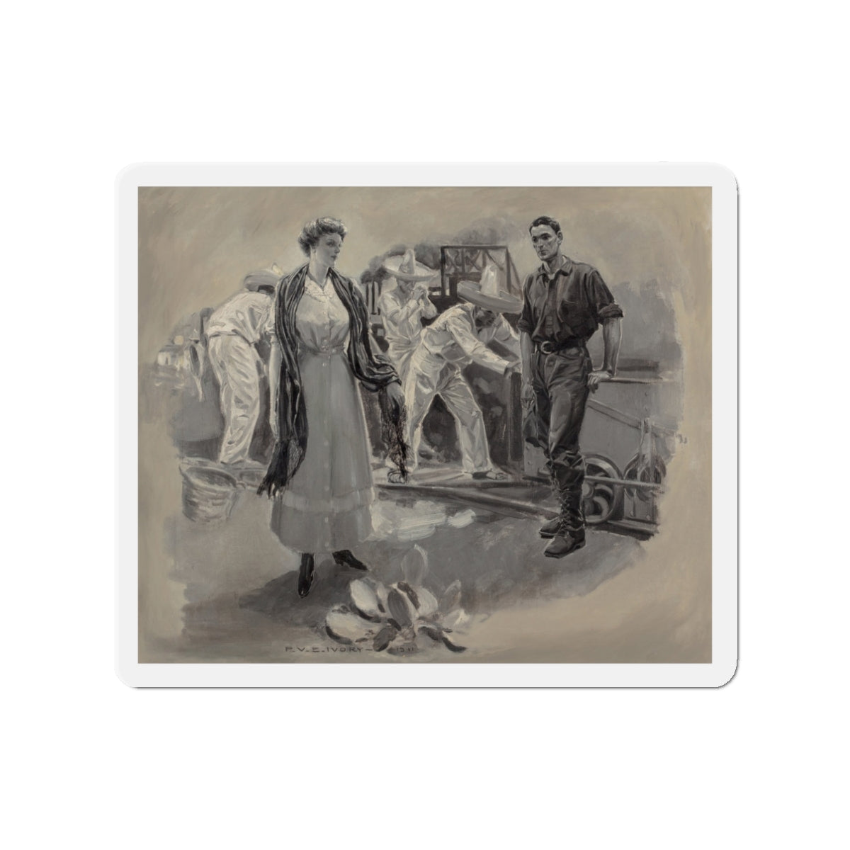 Mining Beauty, probable interior illustration, 1911 (Magazine Illustration) Refrigerator Magnet-3" x 3"-The Sticker Space