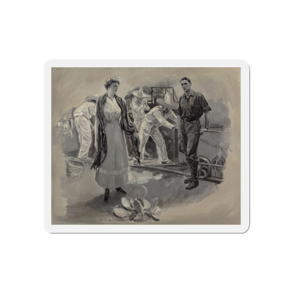 Mining Beauty, probable interior illustration, 1911 (Magazine Illustration) Refrigerator Magnet-5" x 5"-The Sticker Space