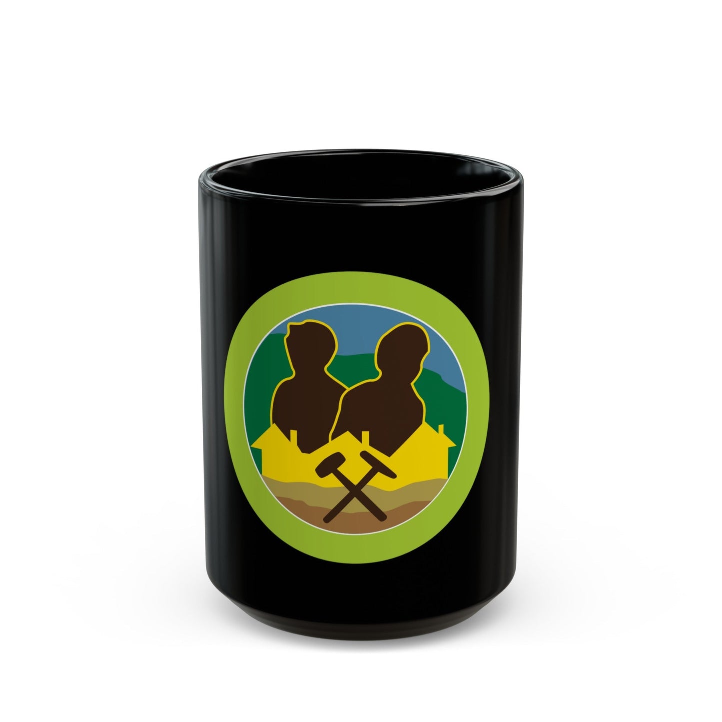 Mining in Society (Boy Scout Merit Badge) Black Coffee Mug-15oz-The Sticker Space