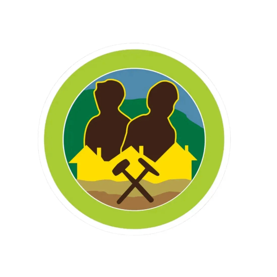 Mining in Society (Boy Scout Merit Badge) STICKER Vinyl Kiss-Cut Decal 2 Inch White - The Sticker Space