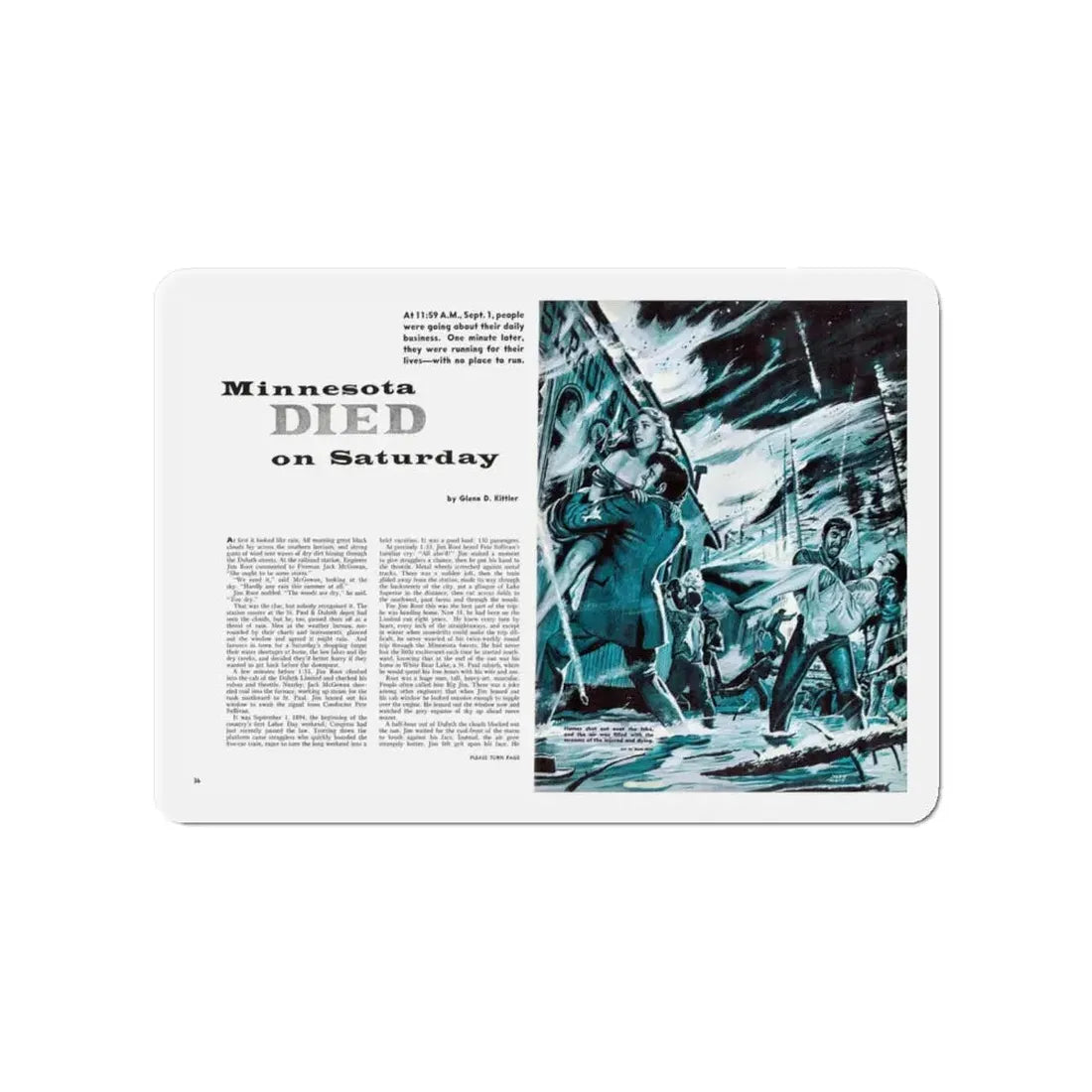 Minnesota Died on Saturday, For Men Only, February 1959 (Magazine Illustration) Refrigerator Magnet 4 Inch - The Sticker Space
