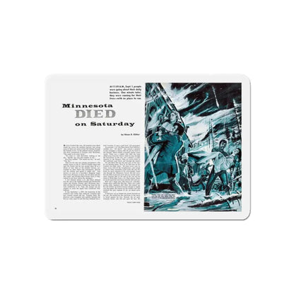 Minnesota Died on Saturday, For Men Only, February 1959 (Magazine Illustration) Refrigerator Magnet 6 Inch - The Sticker Space