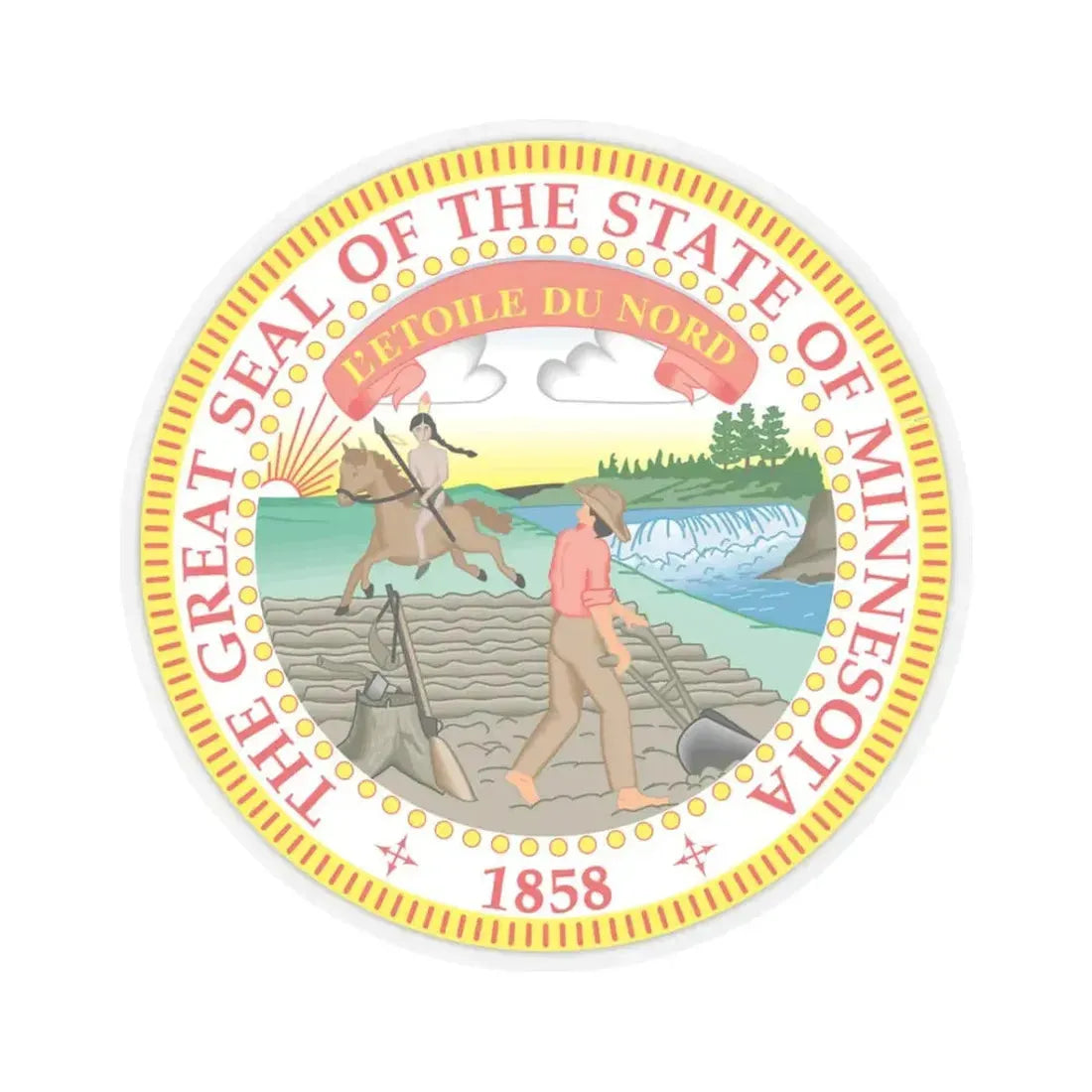Minnesota State Seal - STICKER Vinyl Kiss-Cut Decal 3 Inch Transparent - The Sticker Space